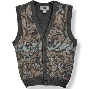 Vintage Grandpa Sweater Vest Size Small Knit Ugly Normcore Preppy Design 80s 90s